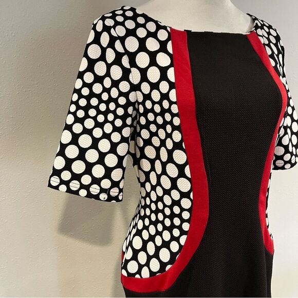 Clearance !!! Elegant Black and Red Polka Dot Dress - Picture 3 of 14